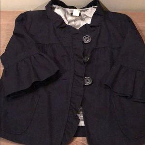 J Crew Navy Ruffle Coat size 0